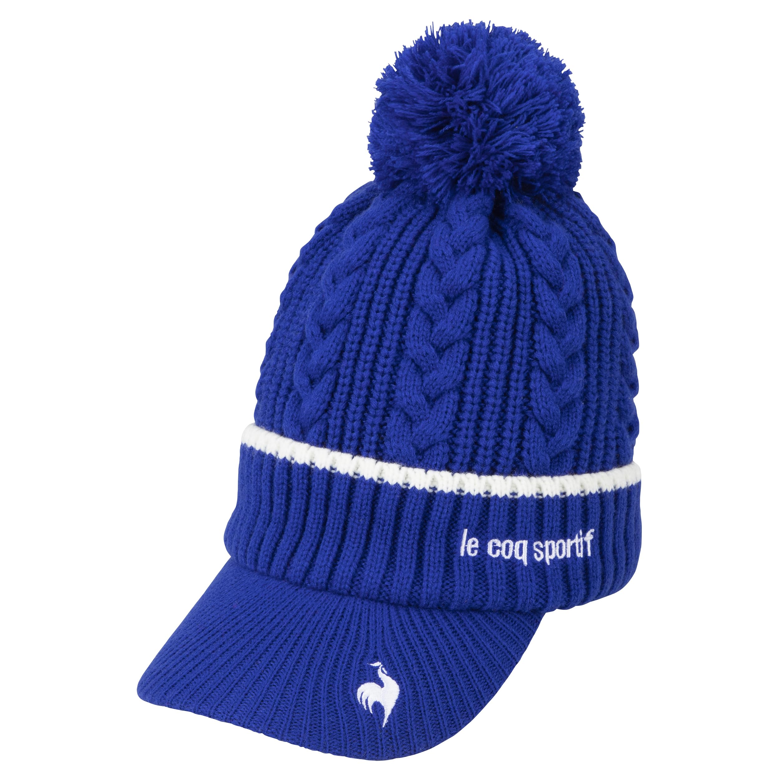 

Le Coq Sportif Golf LG4FCP40L Winter Knit Hat with and Blue Women s Pom-Pom Brim, (BL00)
