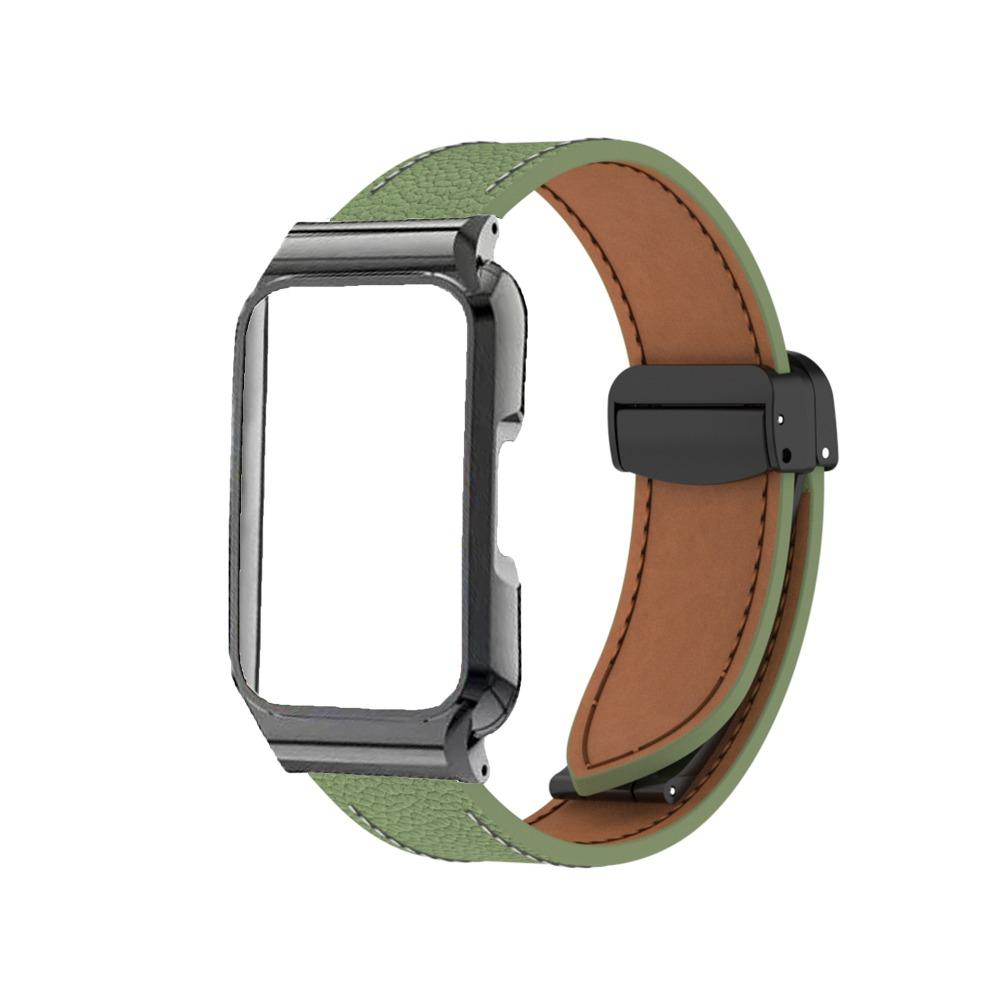 Leather Metal Strap With Protective Case For Huawei Band 11 Huawei Band 11 Pro Replacement Watch Band