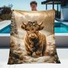 Highland Cow Winter Scene Flannel Blanket | Soft Warm All-Season Farmhouse Decor & Multi-Occasion Gift