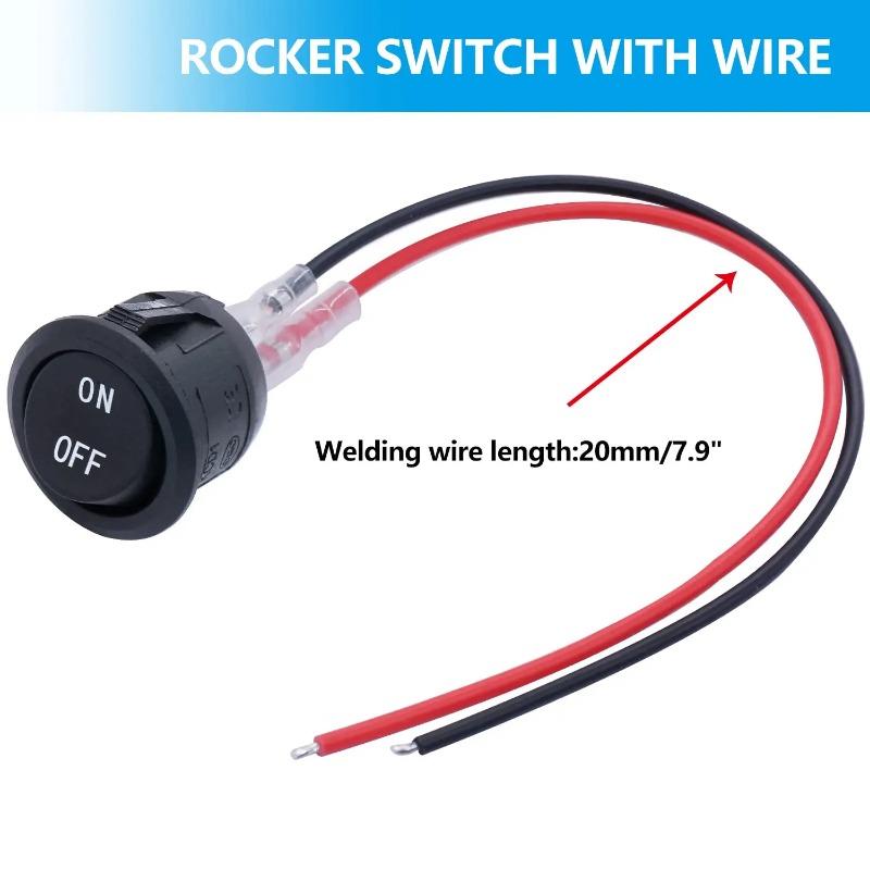 12V Round Rocker Switch AC 6A/250V 10A/125V SPST 2 Pin 2 Position On/Off Toggle Switch for Car Boat Automotive RV Black