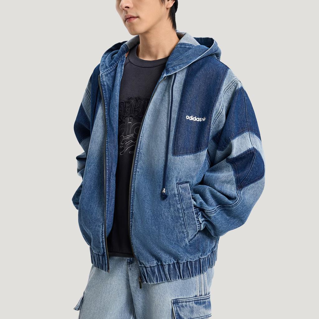 Adidas Originals Loose Fit Cotton Hooded Long Sleeve Denim Jacket Men jackets KR5056