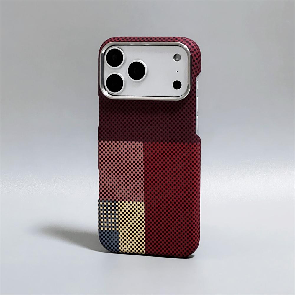 

Carbon Fiber Pattern Colorful Magnetic Case For iPhone 17 16 15 14 13 Pro Max Metal Lens Frame PC For Magsafe Hard Cover iPhone17 Pro
