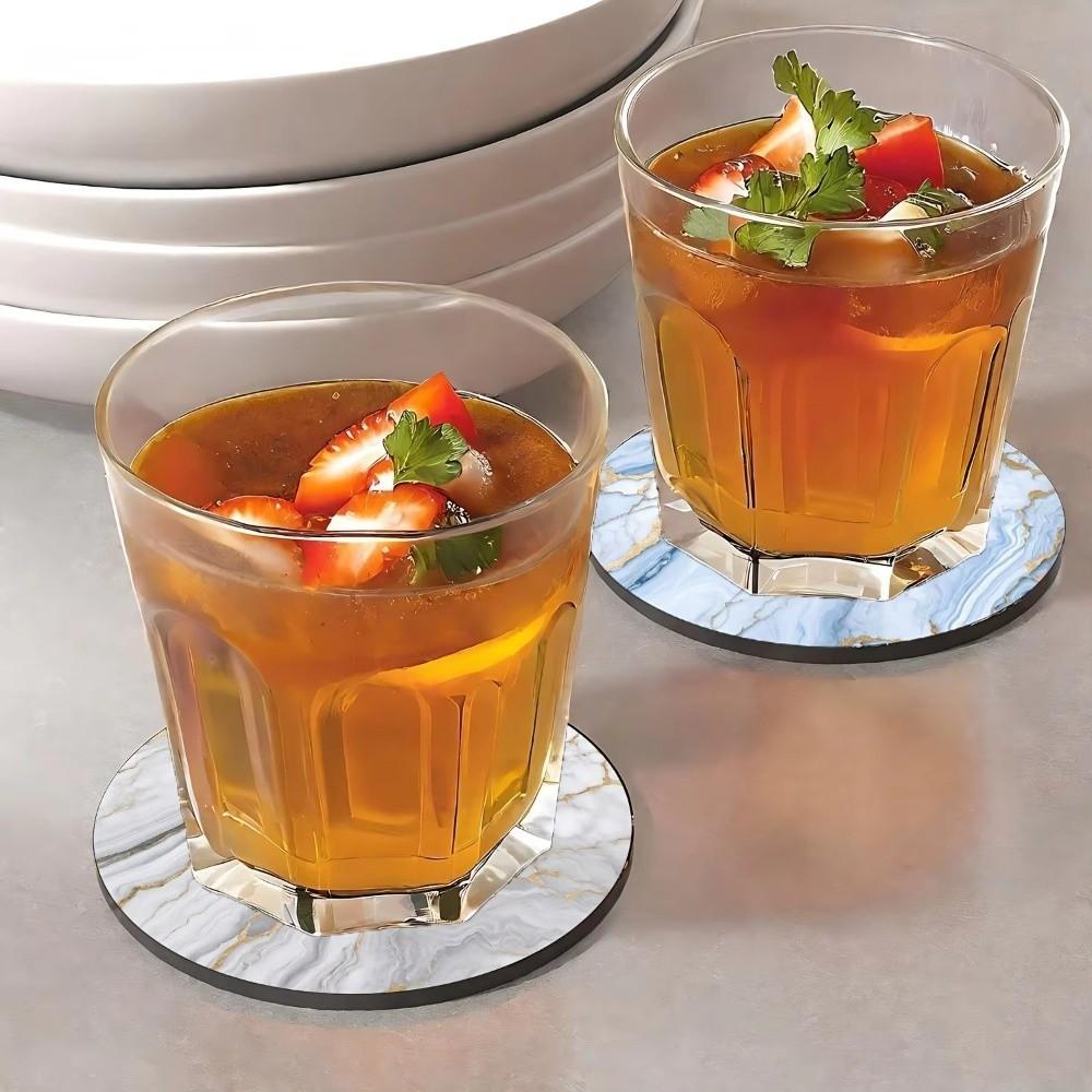6pcs 4 Inch Drink Coasters Set Marble Veining Absorbent Coasters For Cold Drinks Wine Mugs Cups