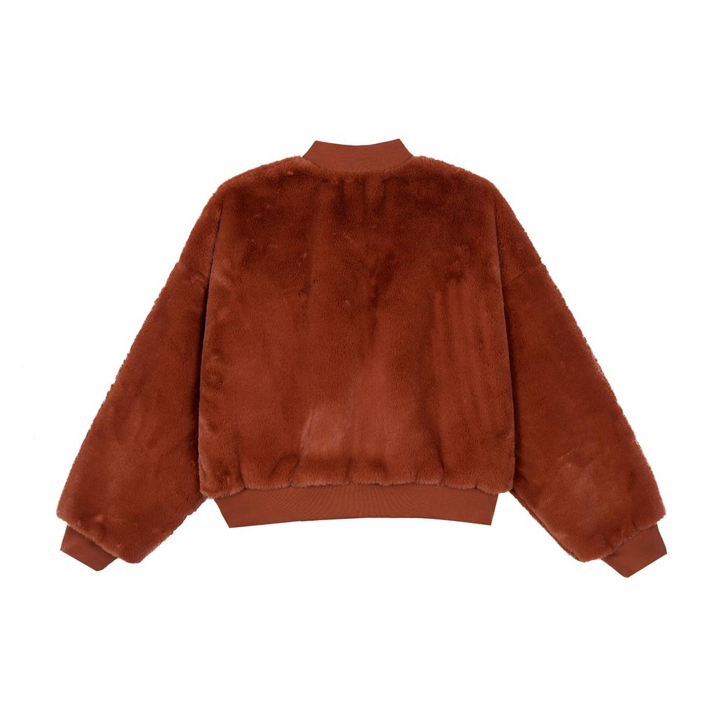 Nike Ensfarget ståkrage reversibel avslappet jakke i fuskepels damejakker rød FB8693-832