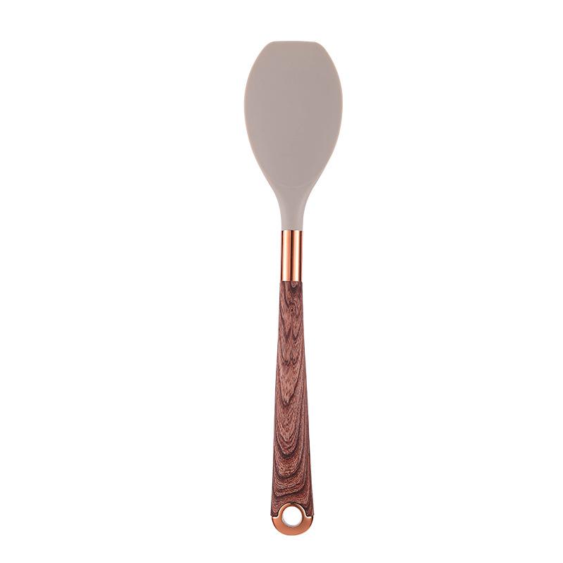 LMETJMA Silicone Kitchen Utensil Set 10 Pcs Cooking Utensil with Utensils Holder Wooden Pattern Handles Nonstick Cookware JT264