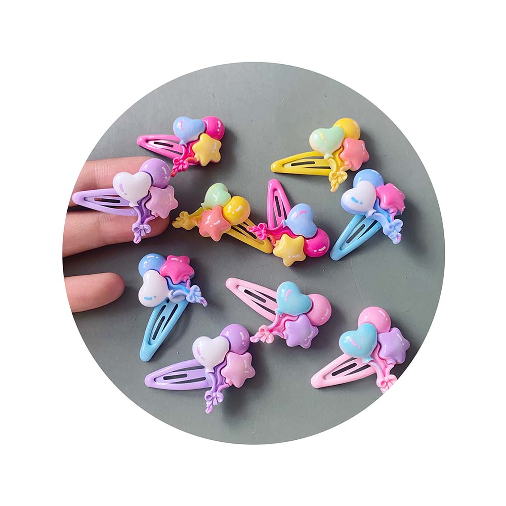 100PCS Heart Balloon Hairpin Hair Claws Clips for Girls Kids Children Crab Headband Korean Hair Accessories Headwear