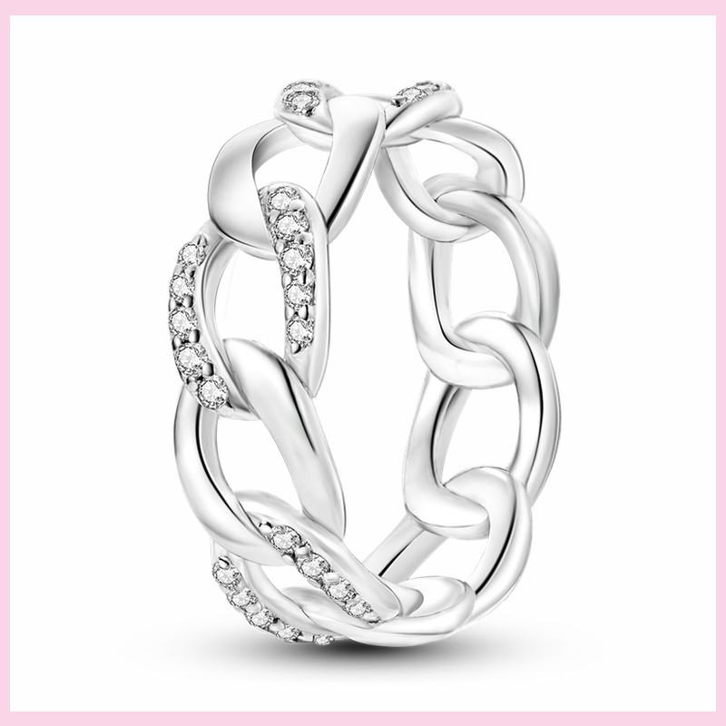 

NEW Fashion 925 Silver Simple Infinity Finger Ring For Women Sparkling Twisted Stackable Rings Popular Anillo Engagement Jewelry 6