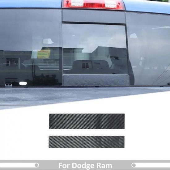Truck Rear Middle Window Sticker Cover Trim For Dodge Ram 1500 11+ Carbon Fiber