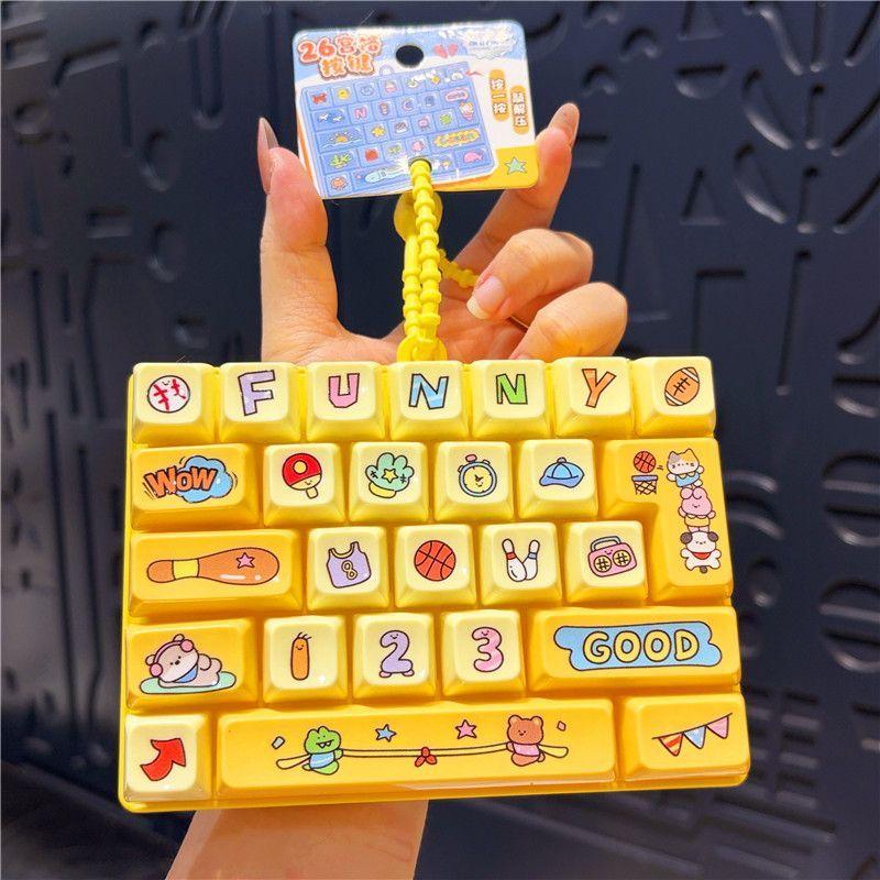 Cute 26 Keys Keyboard Fidget Keychain Funny Stress Relief Toy Couple Bag Pendant Creative Decompression Keyring Gift