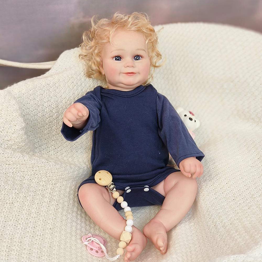 

Кукла-реборн Мэдди, реалистичная, с золотыми волосами, прошитыми вручную, 48 см, милая кукла-реборн, подарок для детей, игрушка 48cm Silicone vinyl doll