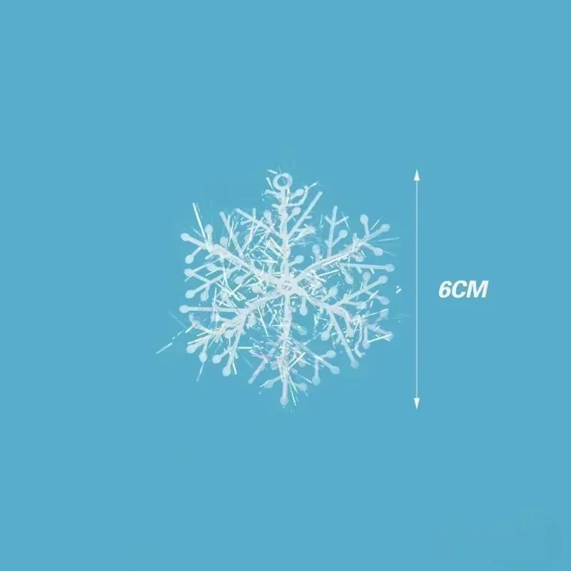 Plastic White Snowflakes Christmas Ornaments Xmas Tree Hanging Pendant Artificial Glitter Snow Flake Home DIY Wreath Decoration
