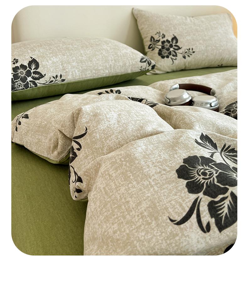 Mei Yun Ge Autumn/Winter Retro Nordic Style 100% Cotton Coarse Thickened Pure Cotton Four-Piece Set