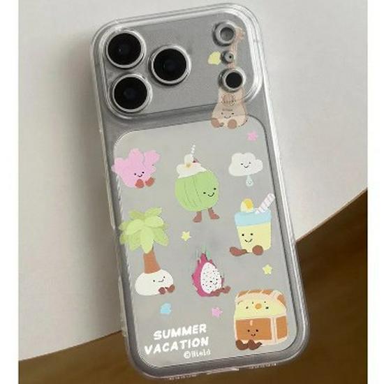 Space Shell Dragon Coconut Tree Case: Compatible with Apple 17 Pro Max/16, Transparent, Drop-proof for 14/13 Pro