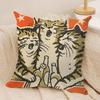 Artisian Drunk Cats Cushion Cover Silky Short Plush Invisible Zipper Dustproof Sofa Pillow Case for Home Decor