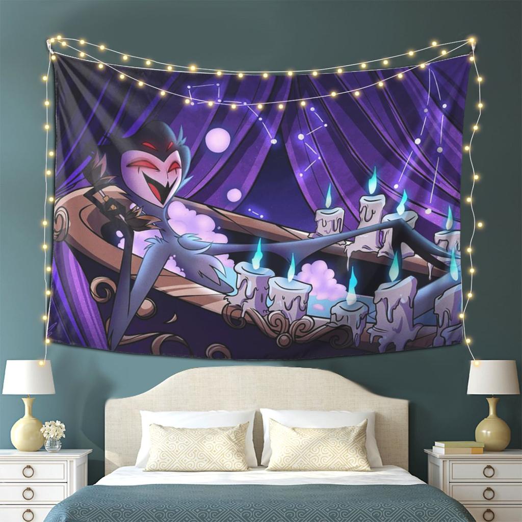 Loona Collage Helluva Boss Anime Tapestry Wall Hanging Aesthetic Home Decoration Tapestries for Living Room Bedroom