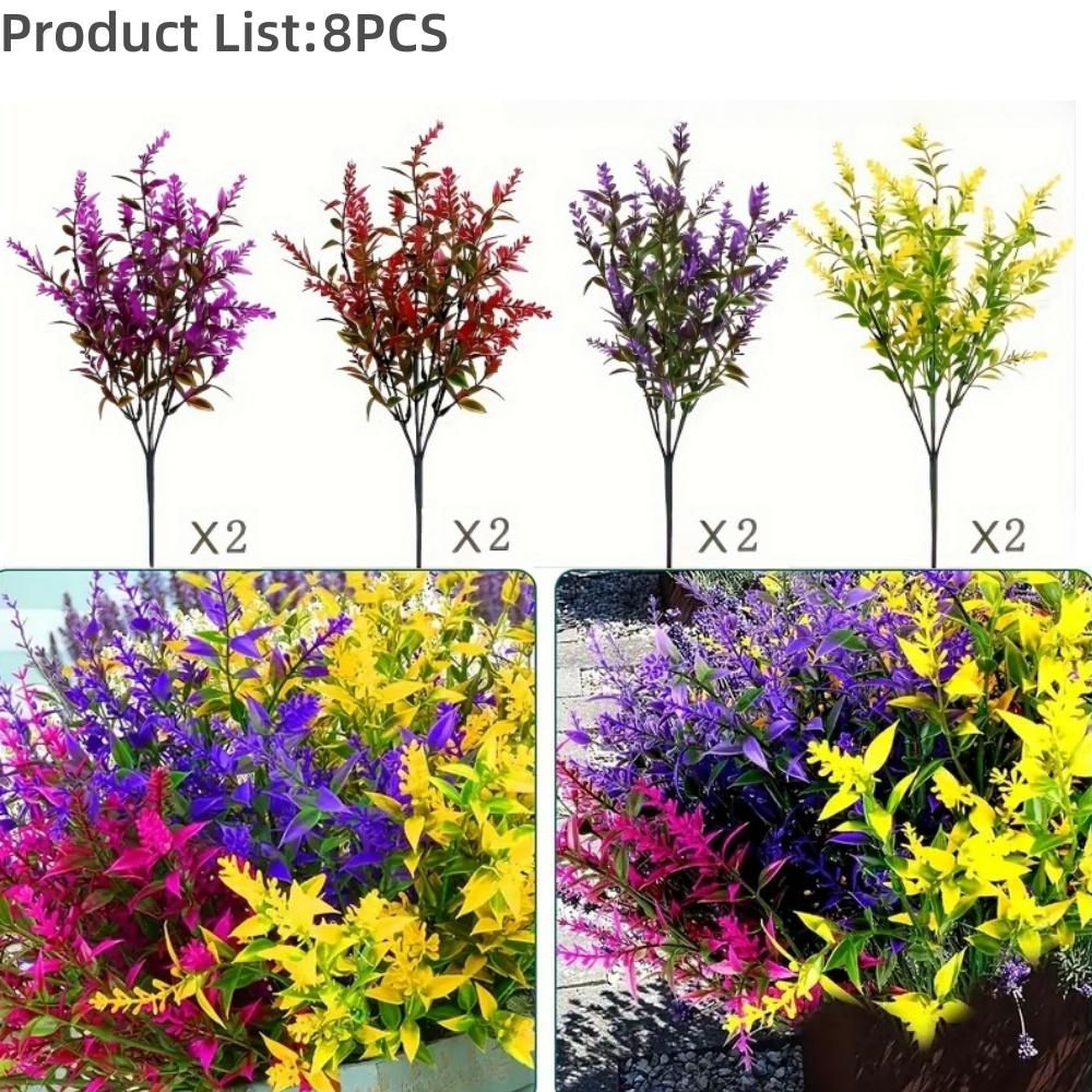 

UV-Resistant Artificial Lavender Bouquets - Vibrant Floral Arrangements for Outdoor Garden, Porch, Window Sill, Home Decor
