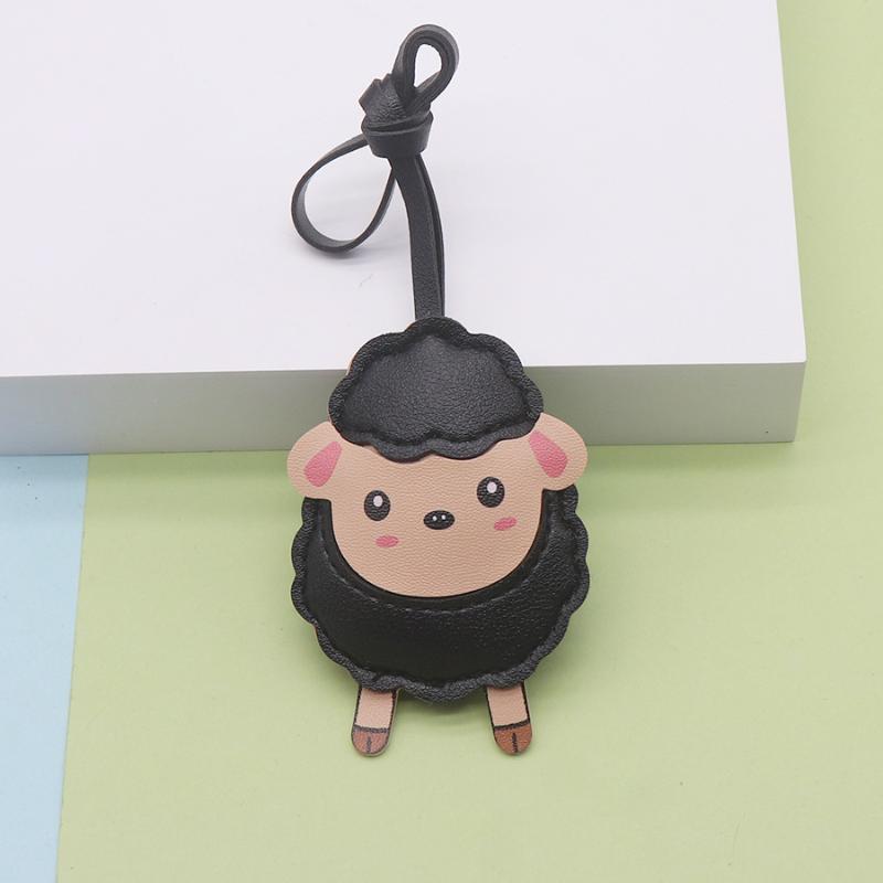 Cute Goat PU Leather Keychain Durable Cute Key Ring Bag Pendant for Women Car Key Holder Daily Use Gift