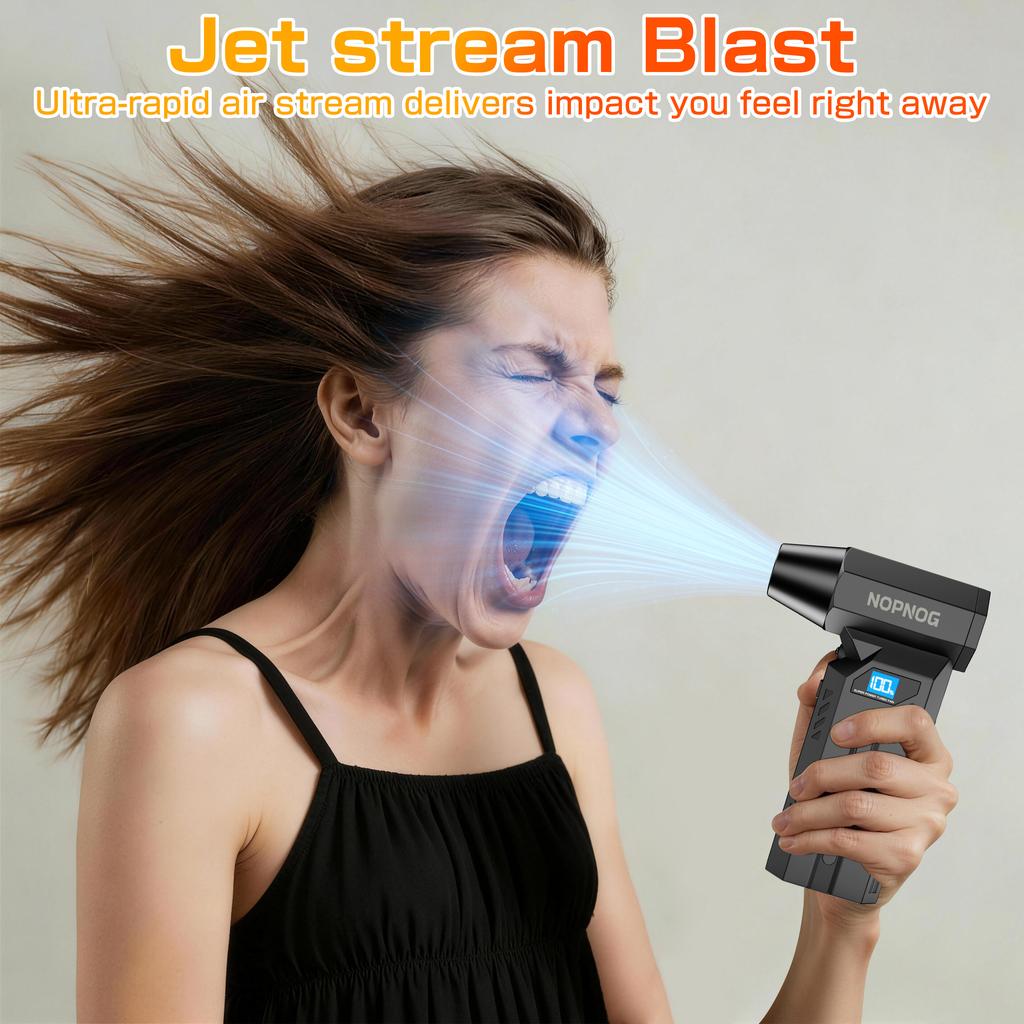 Car Snow Removal Turbo Blower Strong Blowing Jet Fan Portable 4 Gears Adjustable Type-C Charging 140000RPM LED Light Electric Air Duster