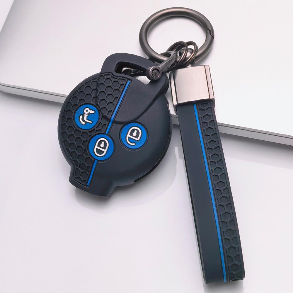 Silicone Remote Key Cover for Smart Fortwo Forfour Roadster City Coupe City Cabrio with Keychain Honeycomb Texture Shockproof Key Shell Accessory