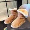 Lapel Fluffy Snow Boots New Winter Piled Thickened Short Boots Cold-resistant and Warm Large Cotton Shoes