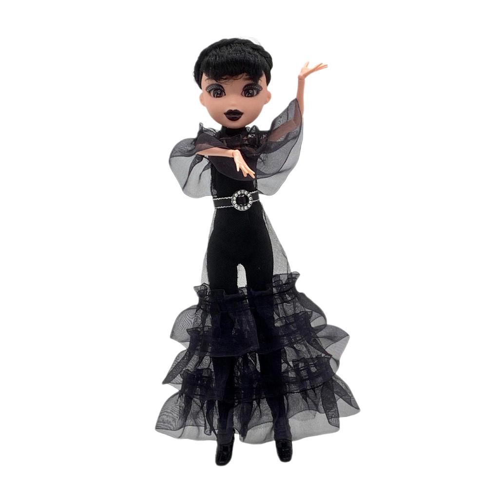 Adams Wednesday Doll in Gothic Black Formal Dress - Rave'n Figure