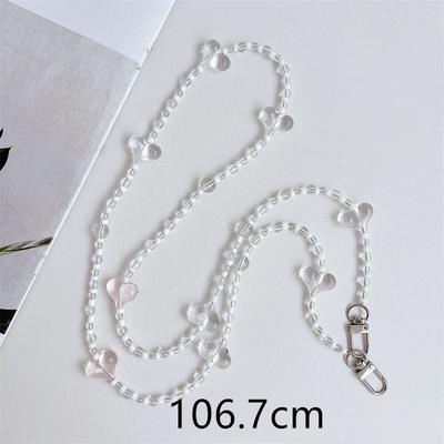 Universal Crossbody Phone Lanyard Beads Long Neck Chain Straps Anti-Lost Rope Phone Case With Patch For Iphone Samsung Xiaomi