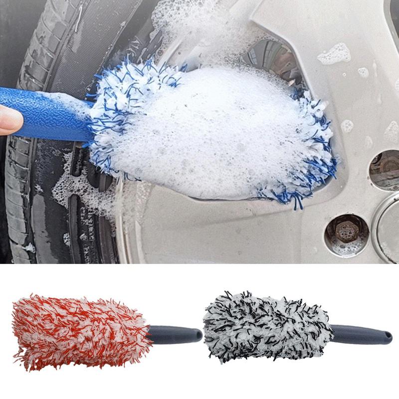 Long Handle Car Wheel Brush Auto Rims Cleaning Scrub Brushes Soft Plush Tire Scrubber Car Hubs Detailing Brush Car Maintenance