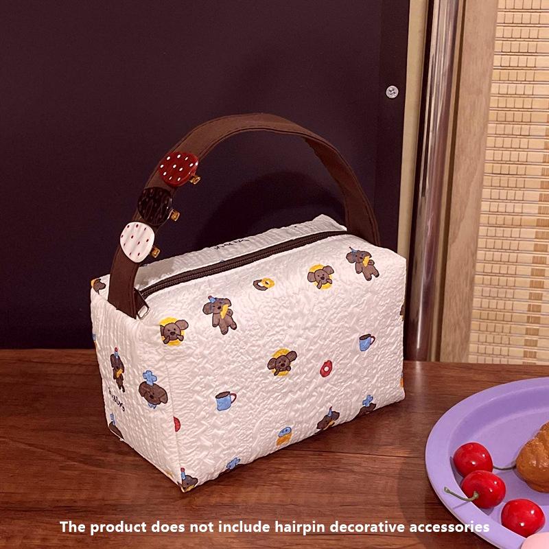 Cute Puppy Cosmetic Bag Large Capacity Dog Makeup Bag Menstrual Bag Sundry Storage Bag Travel Handbag