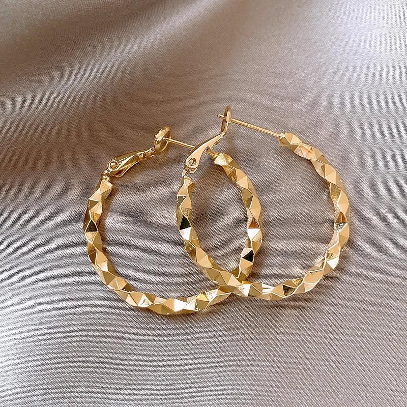 Cold wind Irregularly distorted earrings Women's unique earrings New popular high-end French circle earrings
