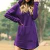Plus Size Women Casual Long Sleeve Pocket Drawstring Loose Hoodie Mini Dress