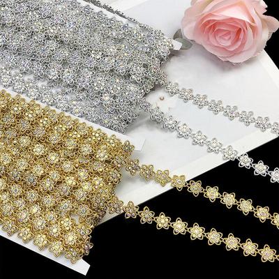 Diy Garment Accessories Crystal Rhinestones Chain Lace Ribbon Acrylic Flower Gold Silver Plated Costume Decorative Webbing Trims