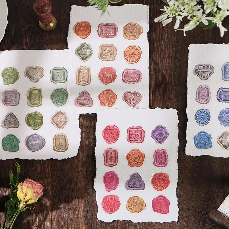 40pcs Wax Seal Stickers Decorative PET Transparent Decals Vintage Circle Sealing Stickers for Scrapbook Planner Journal Envelope