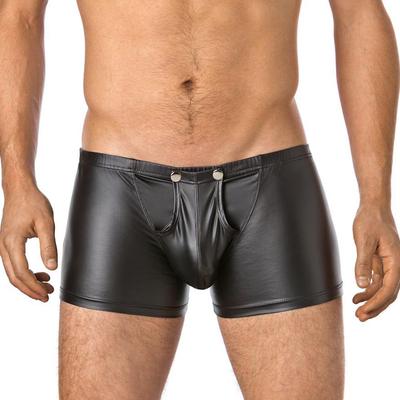CaveHero Men's U-Convex Patent Leather Boxer Briefs, Imitation Leather, Easy-Remove Design