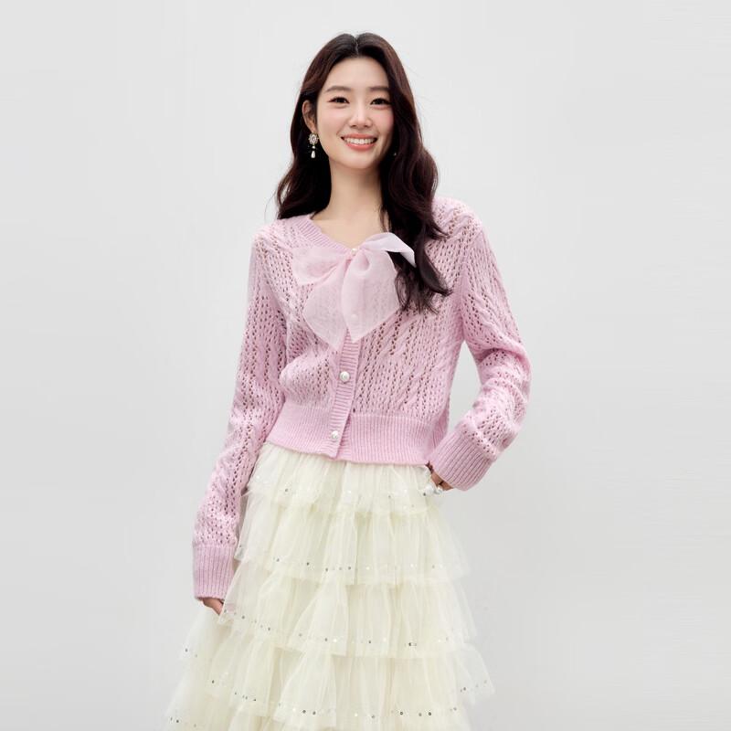 Sweet Bowknot Cropped Knit Top S