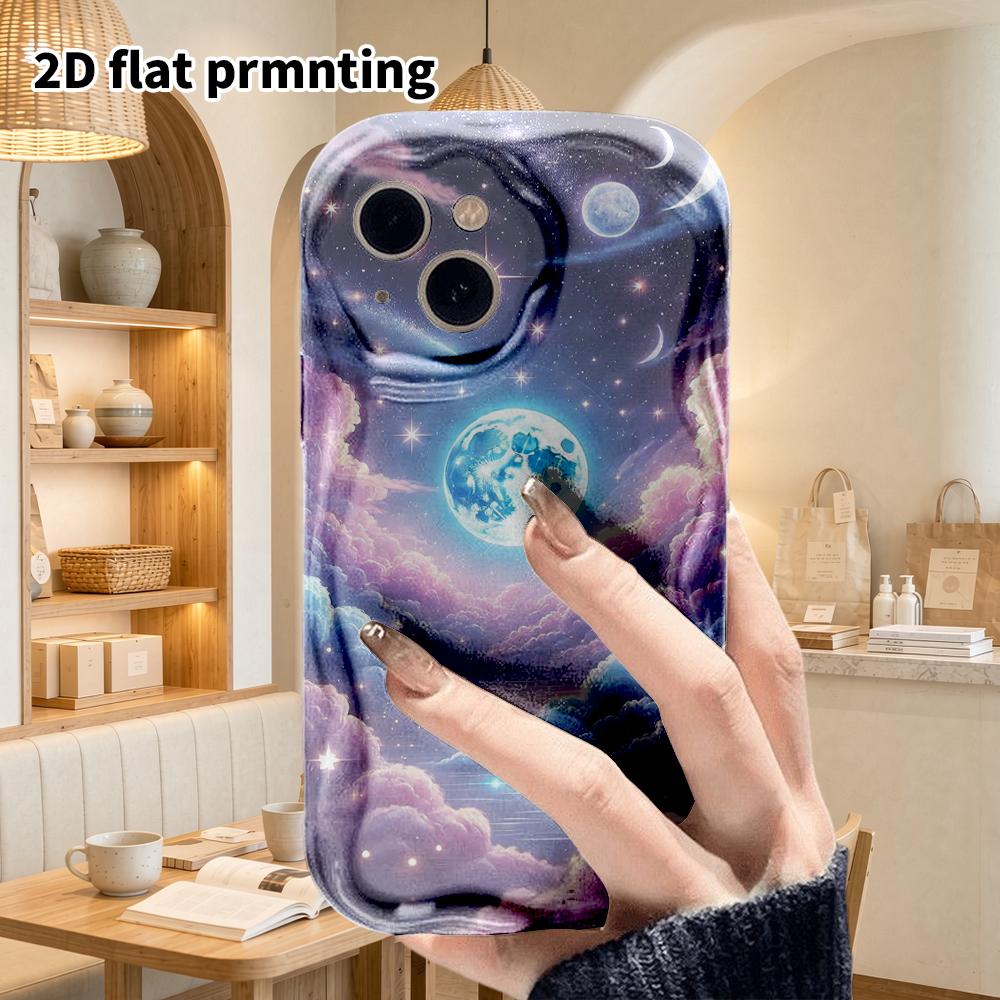 Phone Case: 2D Flat Design Suitable for iPhone 18 17 16 15 14 13 Pro, Couple Style, Galaxy Clouds, Christmas and Halloween Gifts