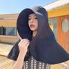 Wide Brim Shawl Sun Hat For Women Neck Face Cover Protection Fisherman Hat With Ponytail Hole Beach Travel Outdoor Photography