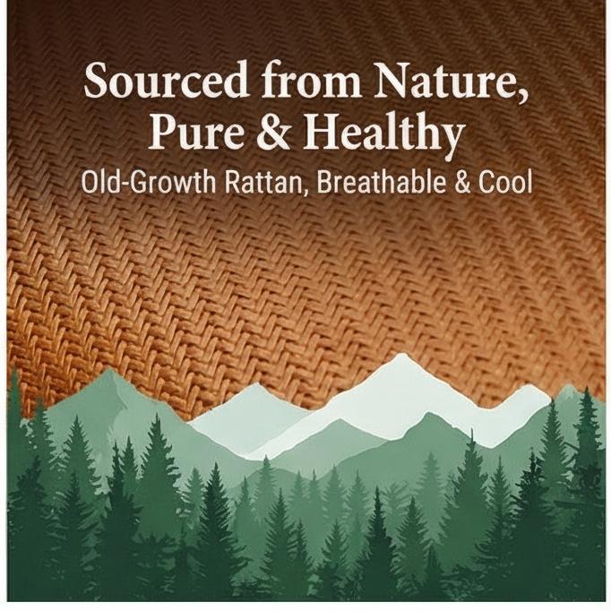 Natural Rattan Ice Silk Cooling Mat, Baby-Safe Double-Sided All-Season Bed Sheet, 2025 New, Multiple Sizes for Home & Nursery