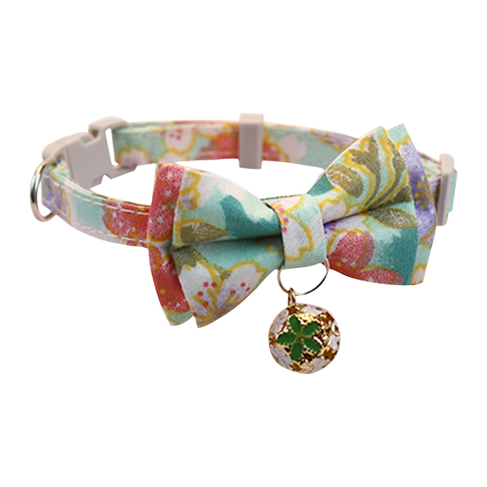 

Ошейник для домашних животных с бантом, английский ошейник, ремень для кошек, гнездо для защиты головы кошки, ошейник для собак с бантом и колокольчиком для собак, кошек и кроликов One Size зелёный