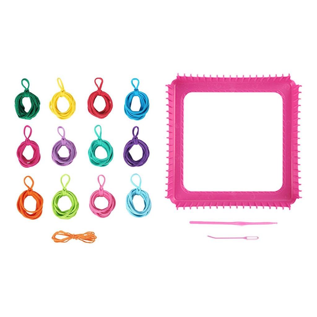 Weaving Loom Kit Making Toy DIY Craft with Crochet Hook Pot Holder Loops for Kids Beginners Adults Tote Bag Christmas Gifts