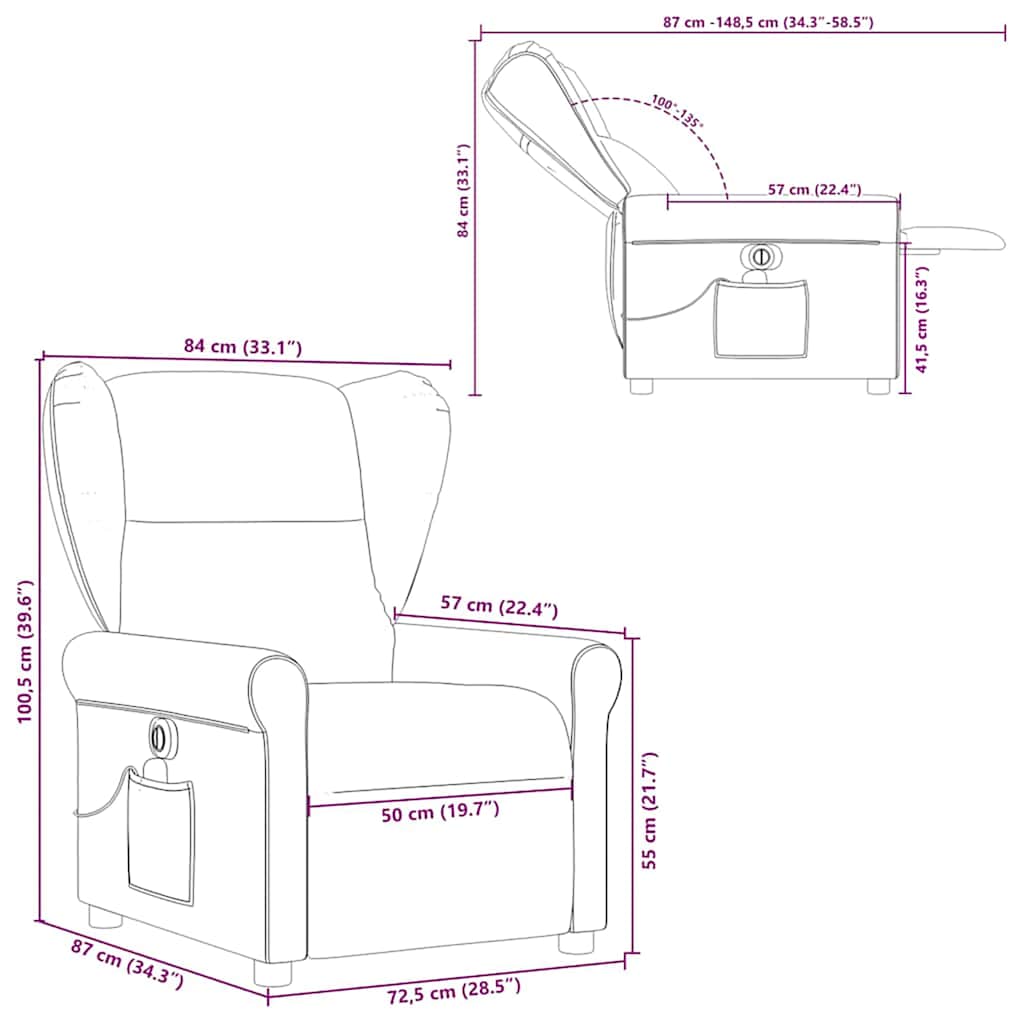 Electric Massage Recliner Dark Green Fabric
