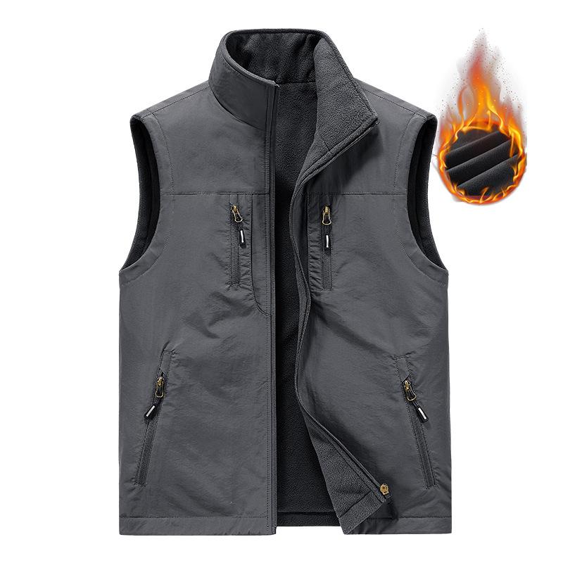 Autumn Winter Thickened fleece double-sided vest Men's Vest Jacket Warm Outerwear slim fit Jacket Casual Style Daily