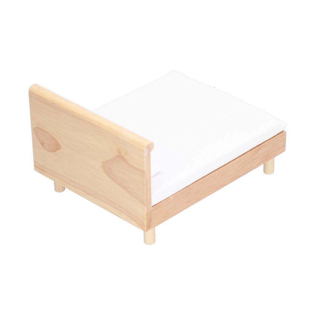 1:12 Dollhouse Double Bed Oak Miniature Furniture Doll House Decoration Accessories