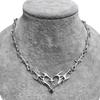 Hip Hop Personality Sliver Color Hollowed-out Flame Totem Heart-shaped Cross Thorny Chain Collar Necklace for Women Men Jewelry