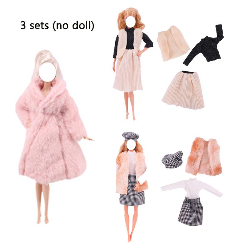 3 Sets/Lot Handmade Fashion Clothes for 11.5in/30cm Dolls Winter Coat Sweater Jacket Dress Clothing Doll Accessories Toys