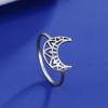 Crescent Moon Lotus Ring Stainless Steel Women's Finger Rings In Wedding Jewelry Gift