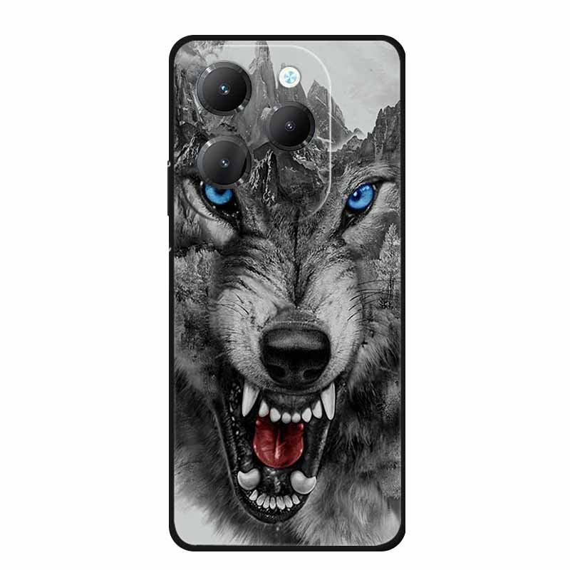 For Infinix Hot 40 Pro Case Animals Soft Silicone TPU Cover Phone Cases For Infinix Hot 40i Hot40 X6837 Protective Wolf Coque