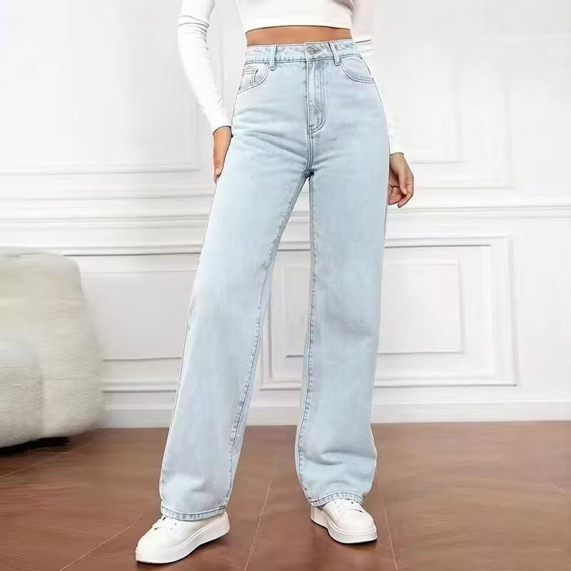 2026 Womens Jeans American Style Slim Straight Leg Streetwear Casual Pants