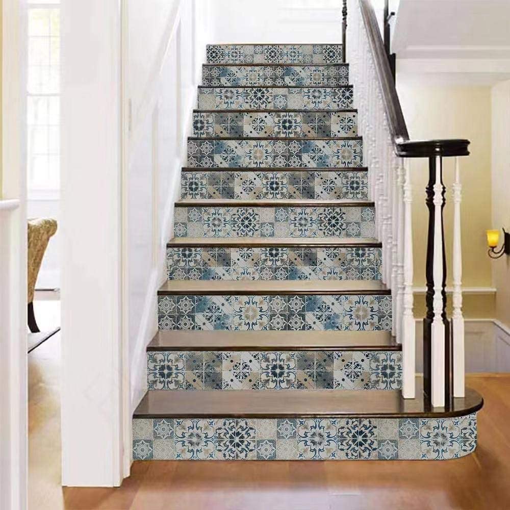 10M Blue Tile Wallpaper Peel and Stick Wallpaper Vintage Contact Paper Removable Self Adhesive Wallpaper Waterproof Embossed