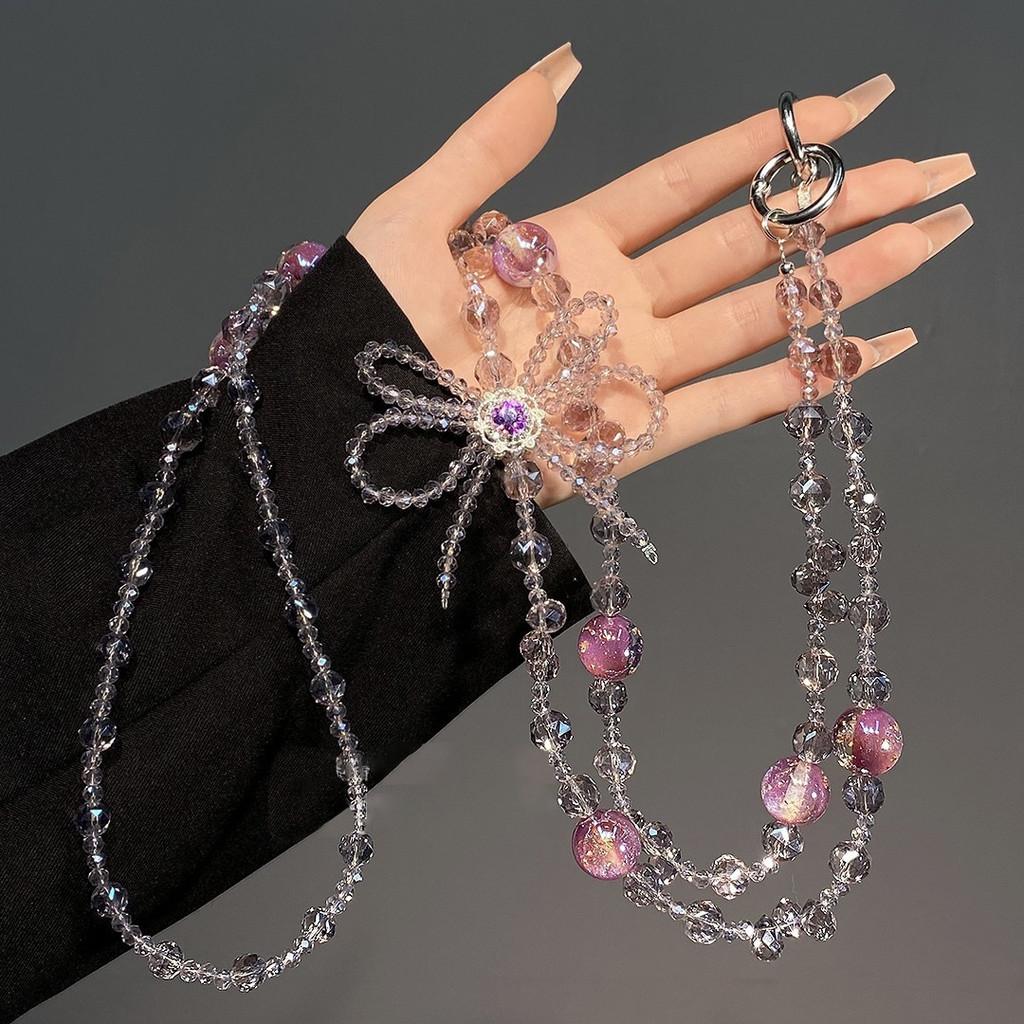 Style Crystal Beaded Phone Lanyard With Pvc Chain For Women And Men
