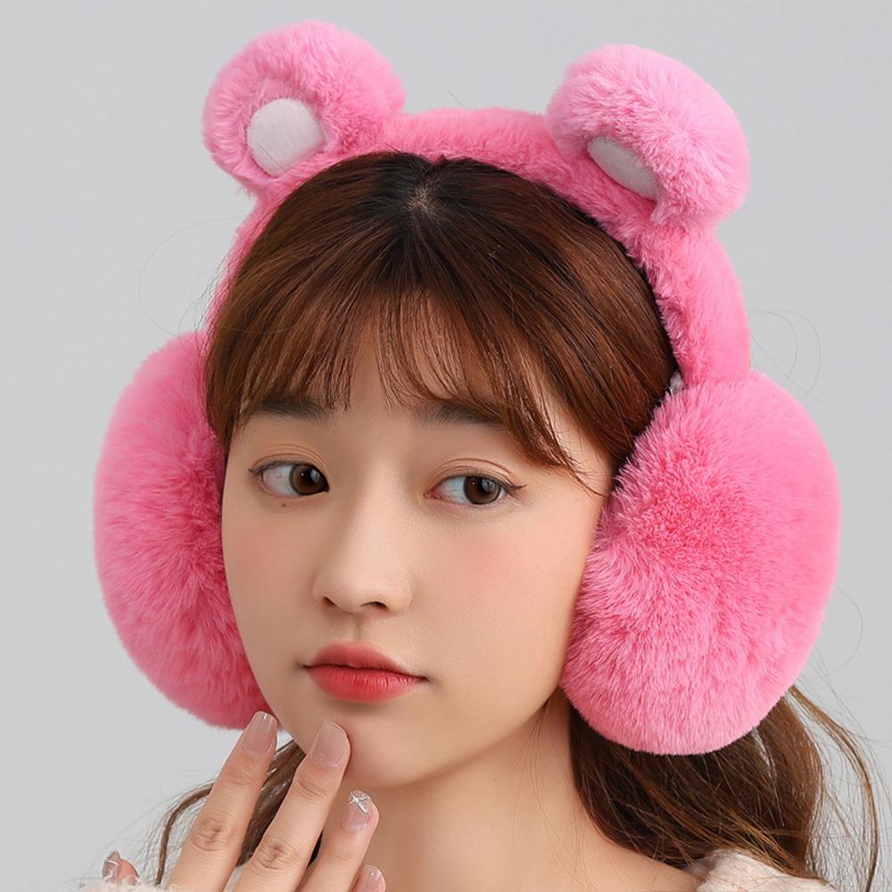 Cute Bear Ear Earmuffs Foldable Thickened Ear Cover Anti-Freeze Keep Warm Ear Warmer for Women Girls